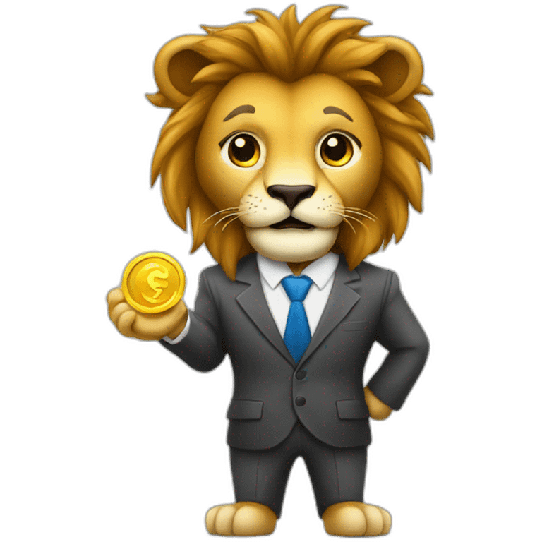 Cute Lion businessman trading forex emoji