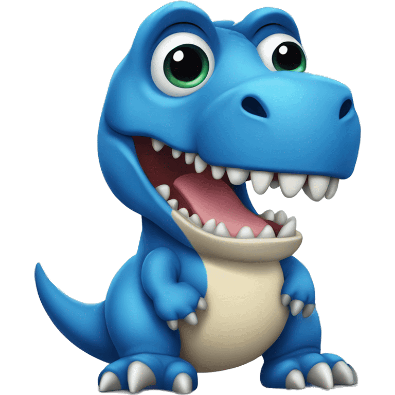 kwaii blue t-rex cartoon  emoji