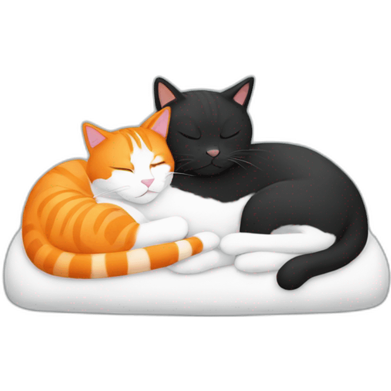 orange-cat and blackwhite cat sleep emoji