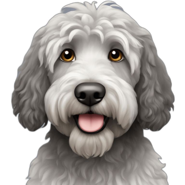 Grey and black labradoodle emoji