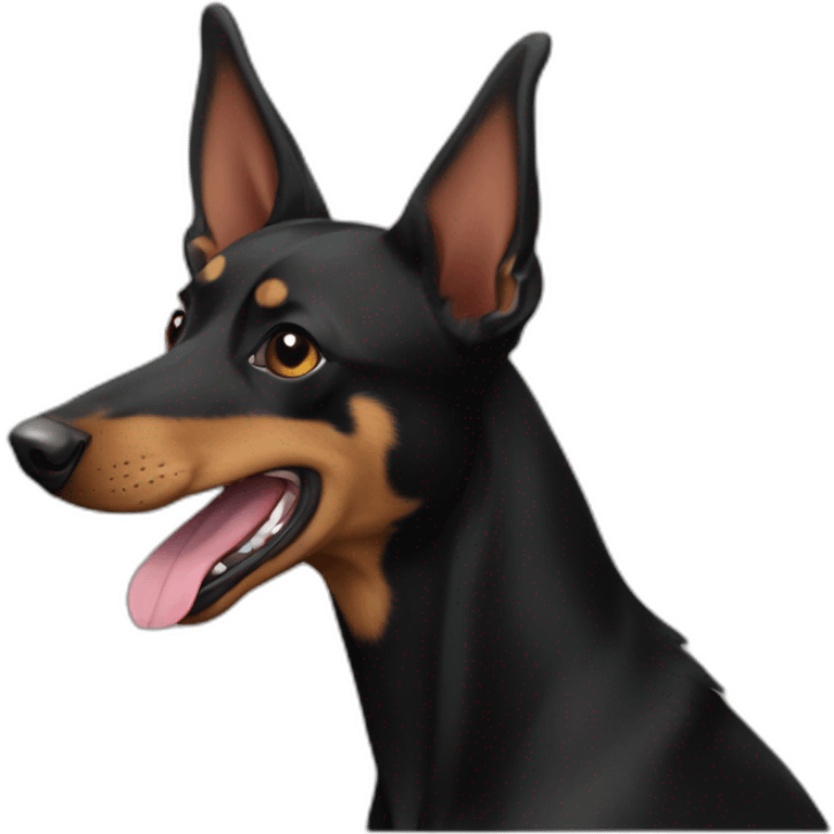 Black and tan kelpie with king tongue and floppy ear emoji