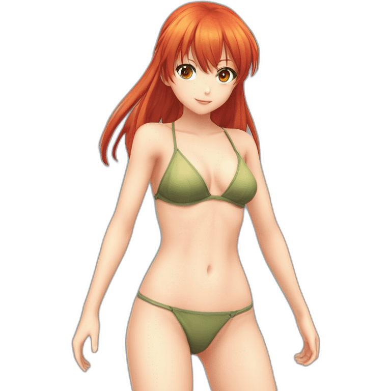 asuka langley nue, full-body, short-hair, teen, enfant, bikini emoji