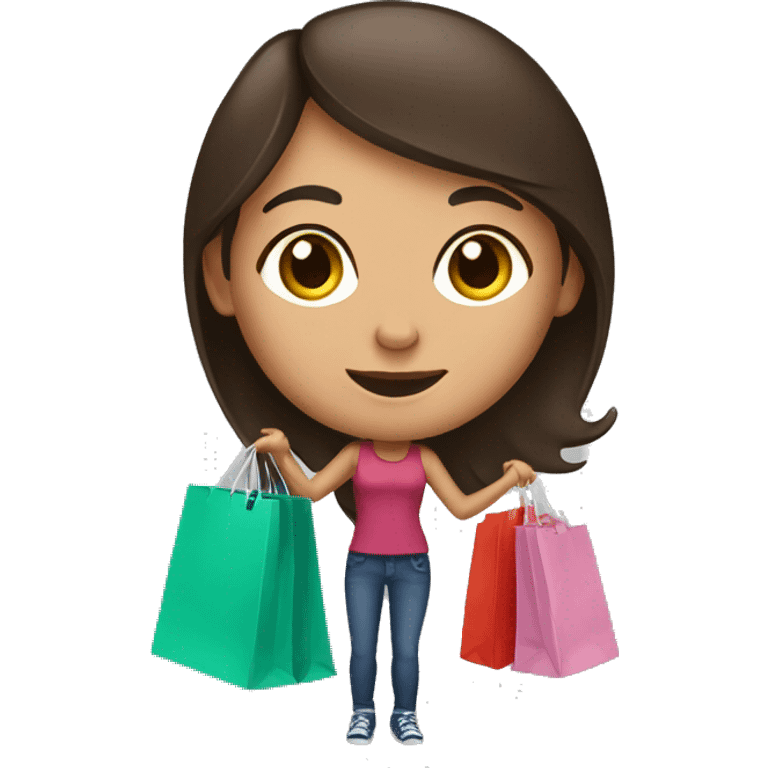 Brunette girl with shopping bags emoji