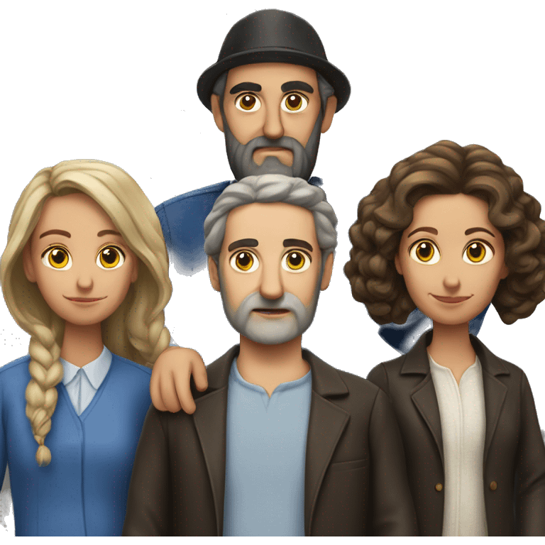 jewish family  photorealistic serious emoji