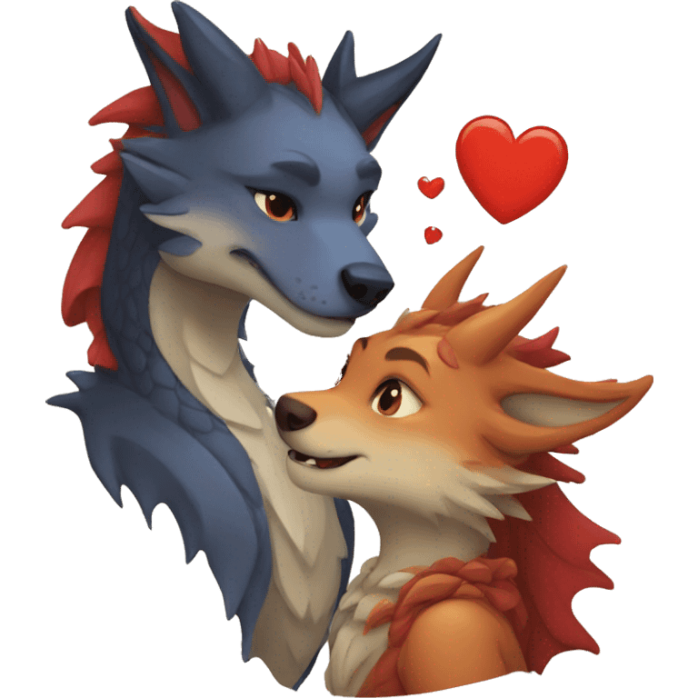 dragon and wolf love emoji