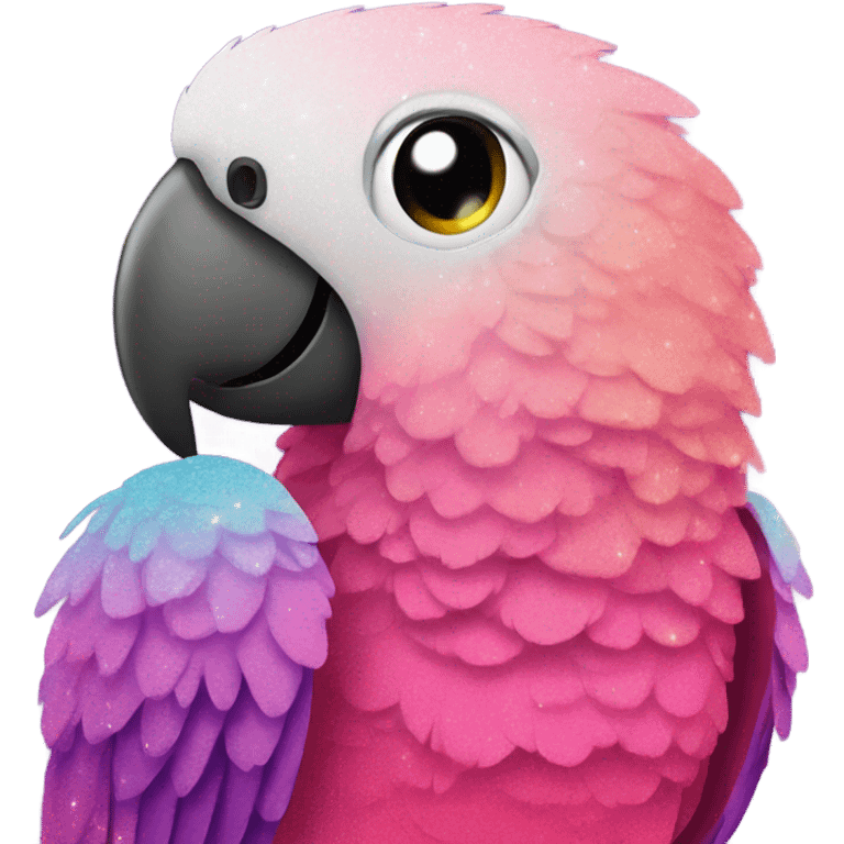 Pink ombre parrot with glitter  emoji