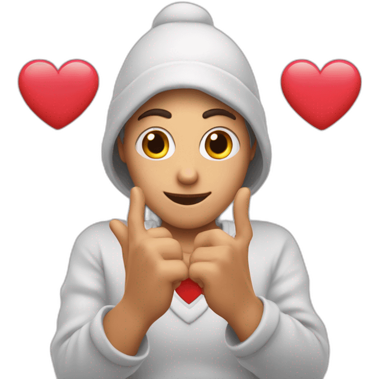 personnage qui fait un coeur avec ses mains emoji