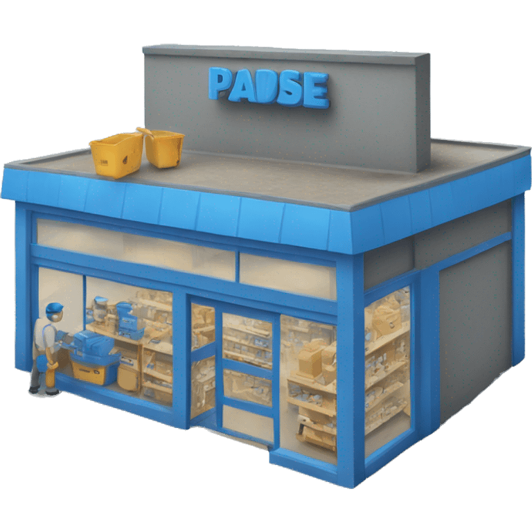 a hardware store called PASABE in blue colors emoji