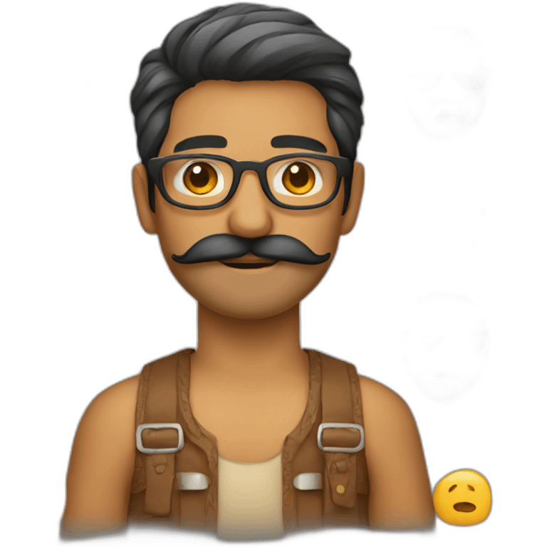 Indian male with moustache and light beard wearing cooling glasses emoji