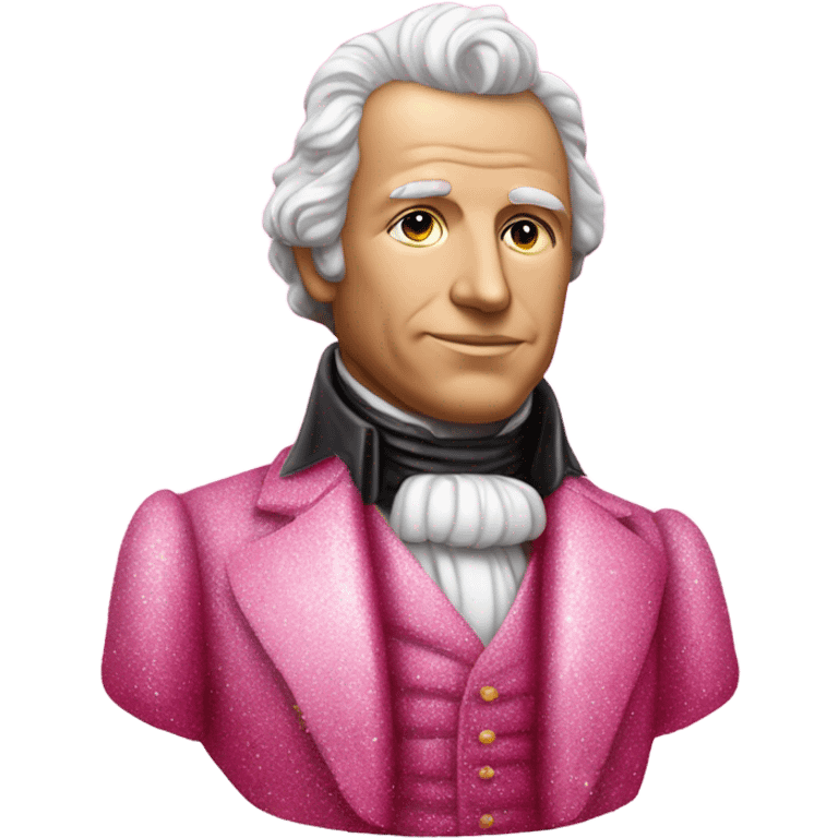 Pink ombre James Monroe statue with glitter emoji