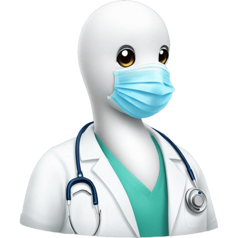 a swan with a surgical mask and stethoscope  emoji