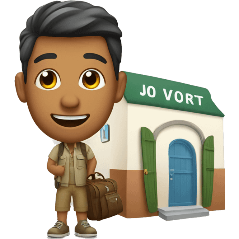 Welcoming tourist to his place to stay emoji