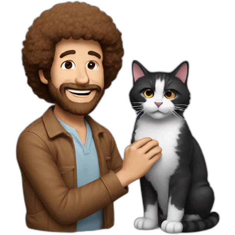 Bob ross with cat emoji