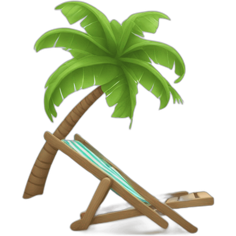 Setting of a beach with a deckchair and a palm tree emoji