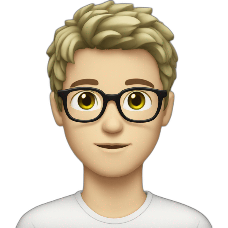 boy with green eyes with glasses shaggy dark hair and dark beard and pale skin emoji