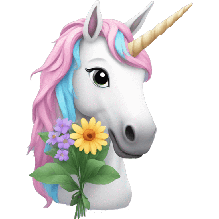 unicorn holding flowers emoji