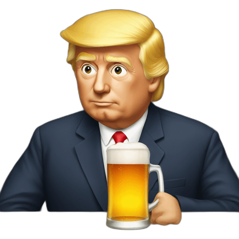 Trump drinking beer emoji