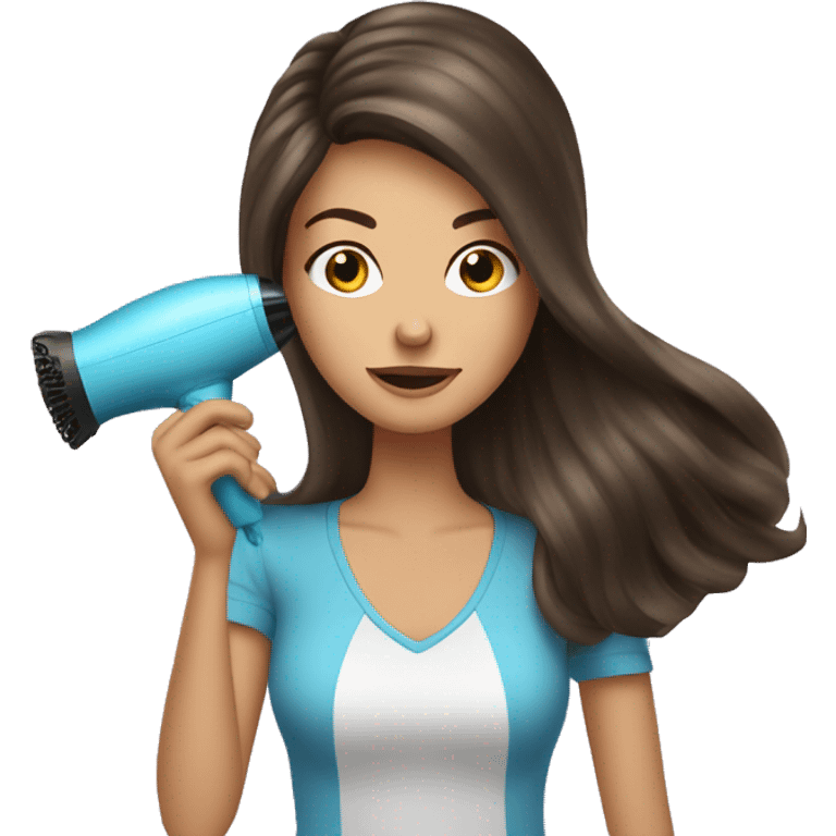 Brunette girl blow drying hair emoji