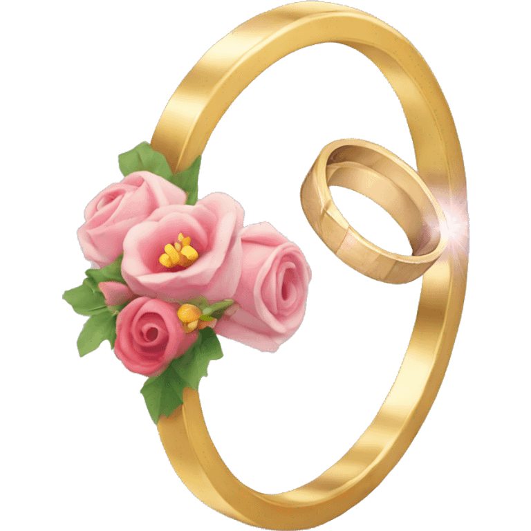 Wedding rings and flowers  emoji