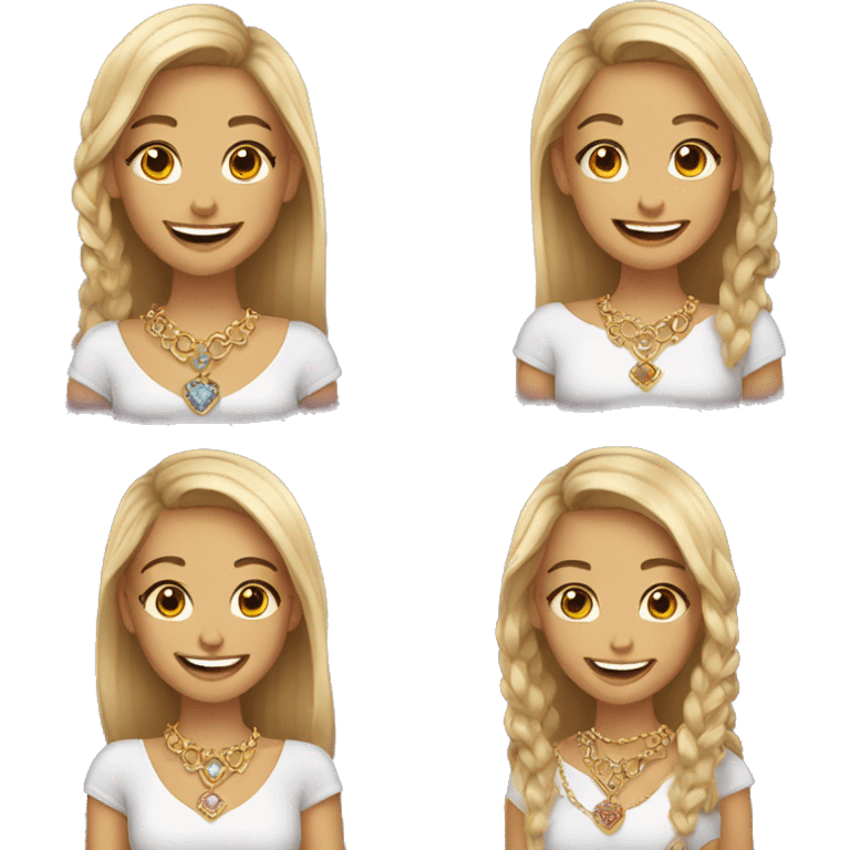 smiling girls with jewelry emoji