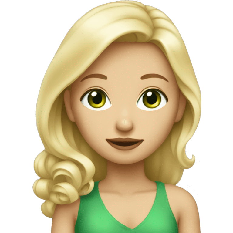 blonde girl with green eyes dressed nice emoji