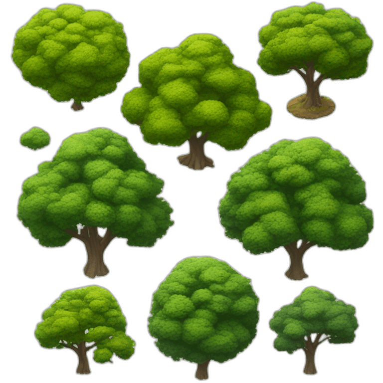 Tree as seen from the sky, looked down from the top, simplified and photorrealistic emoji