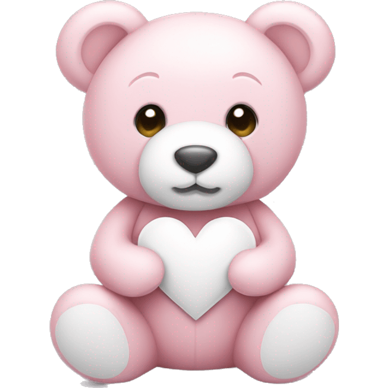 Light pink teddy bear with white heart emoji