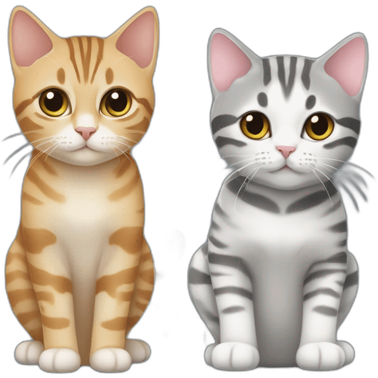 an American Shorthair and a grey and white-striped Tabby cat emoji