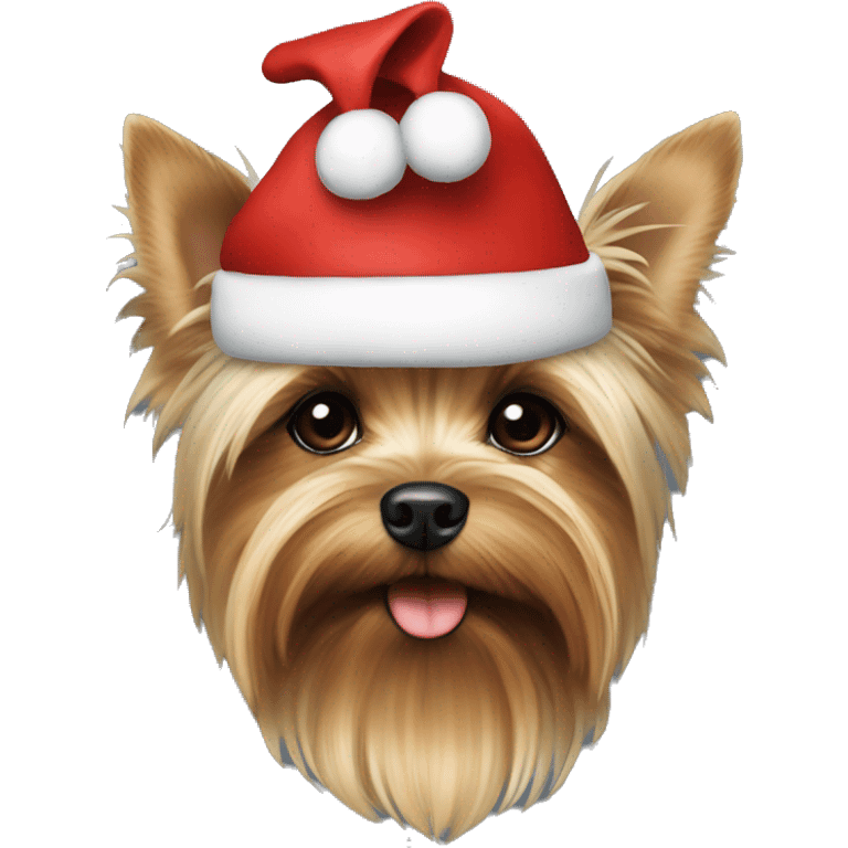 Yorkie with santa hat emoji