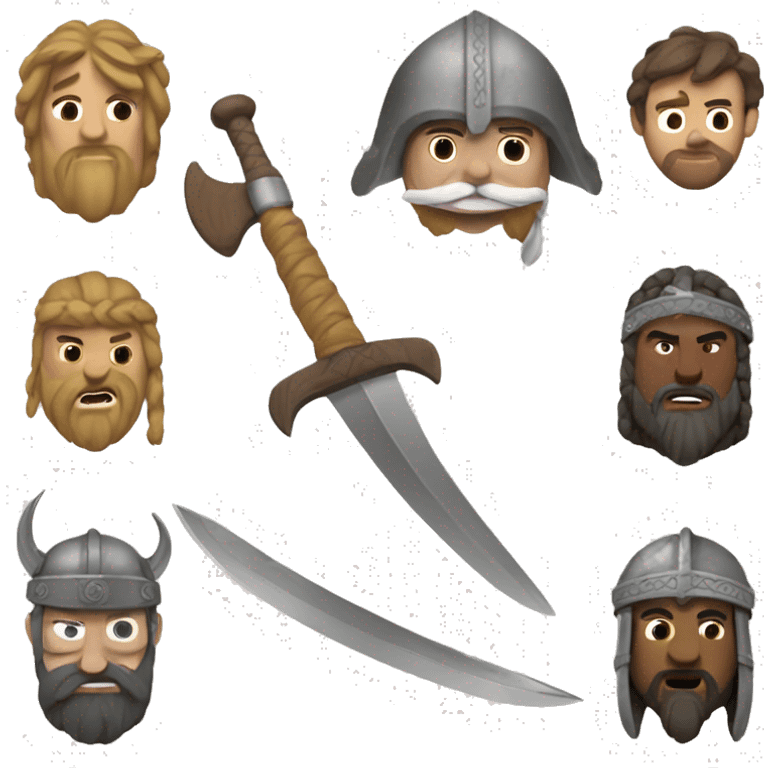 vikingos, espadas y barcos emoji