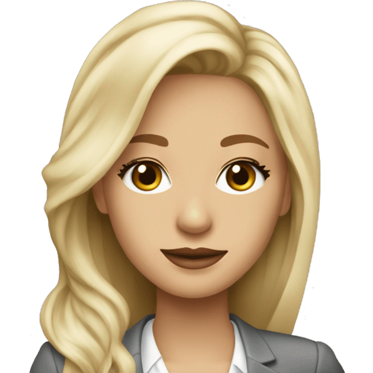 Blonde long hair Tiffany diamond seller in a grey suit emoji