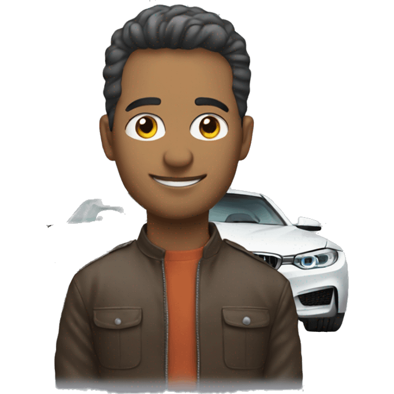 men with bmw behind him emoji