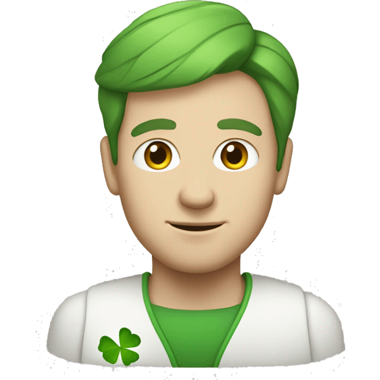 white man with four leaf clover emoji