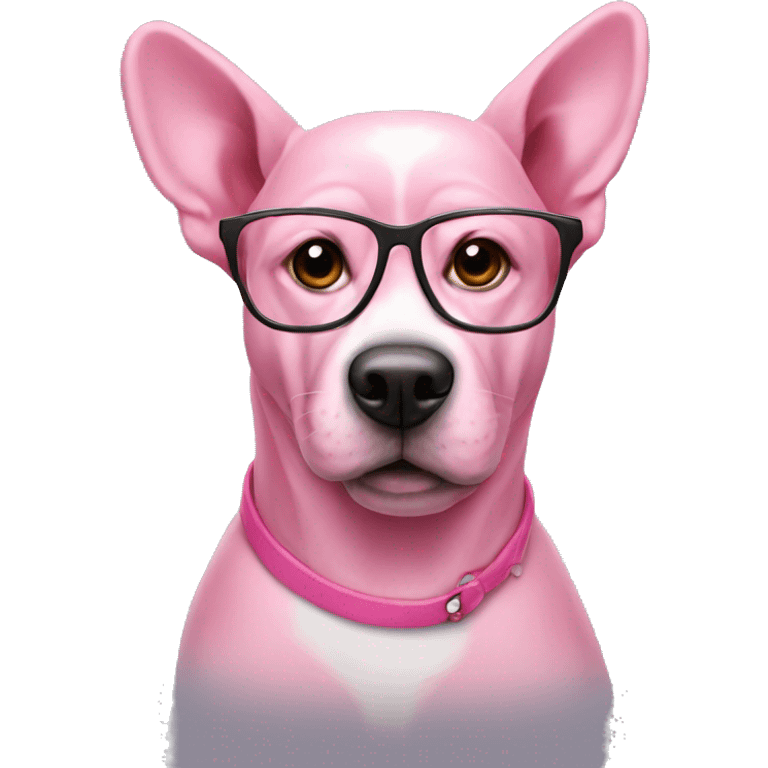 pink dog with glasses emoji