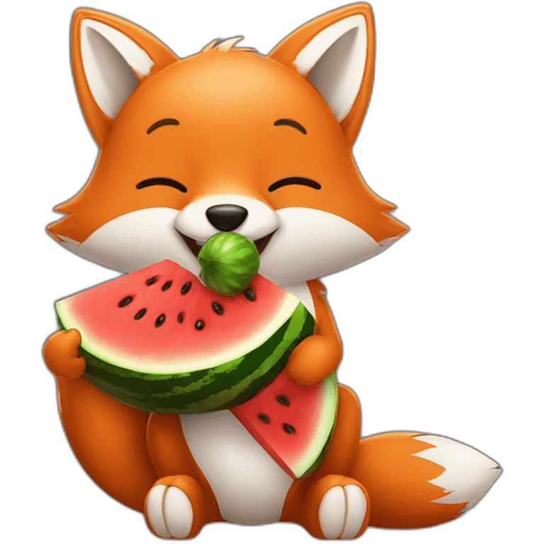 Fox eating watermelon emoji