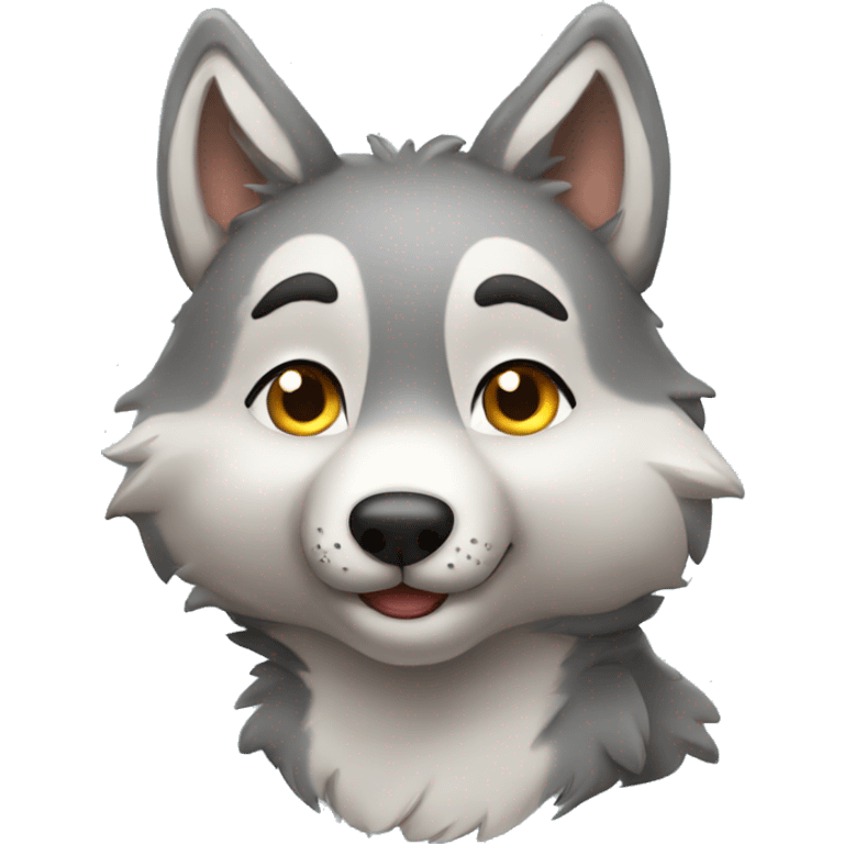 a cute gray wolf blowing a kiss emoji