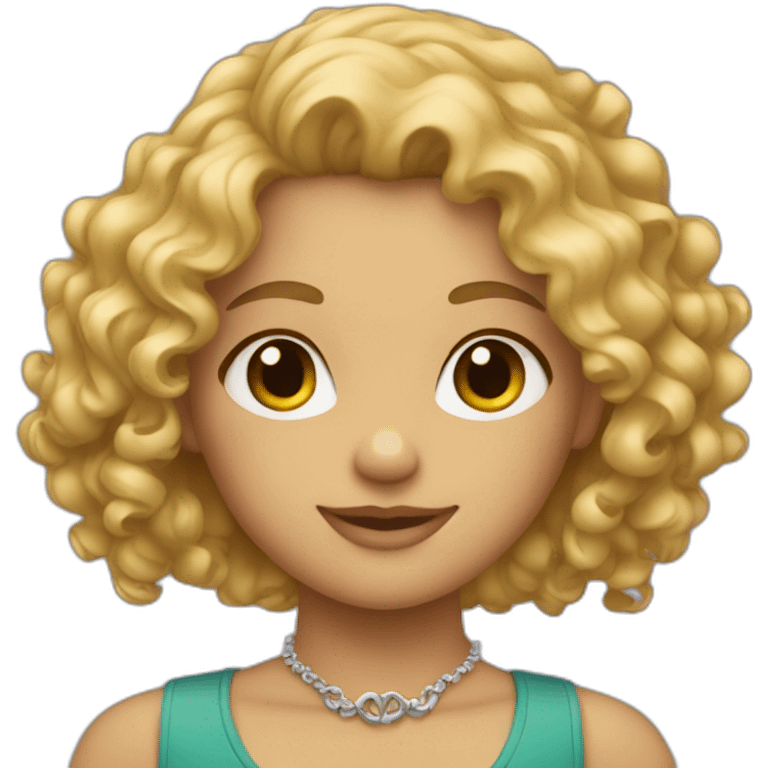 Blond curly-haired girl with necklace emoji