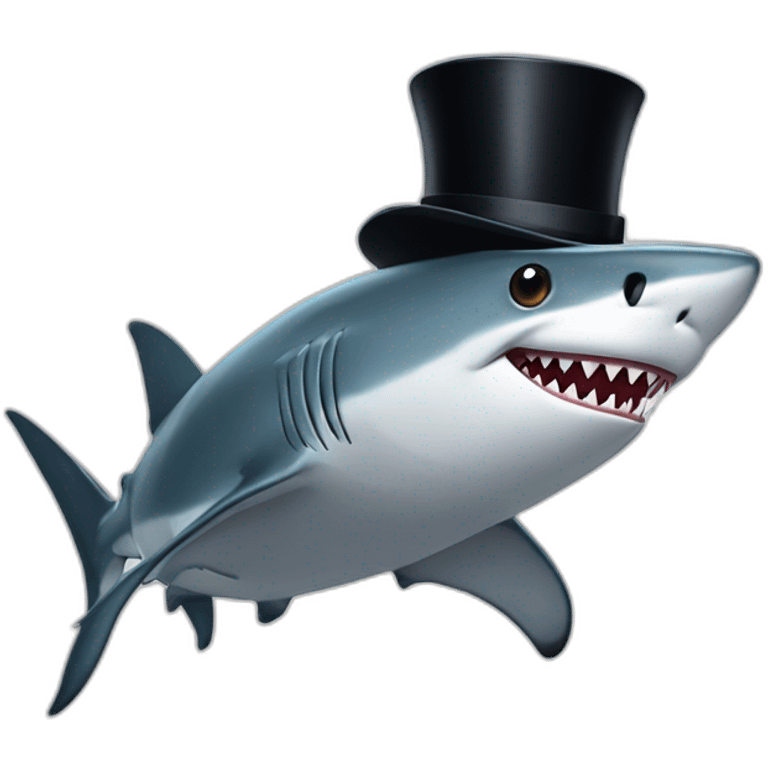 Shark with a top hat emoji