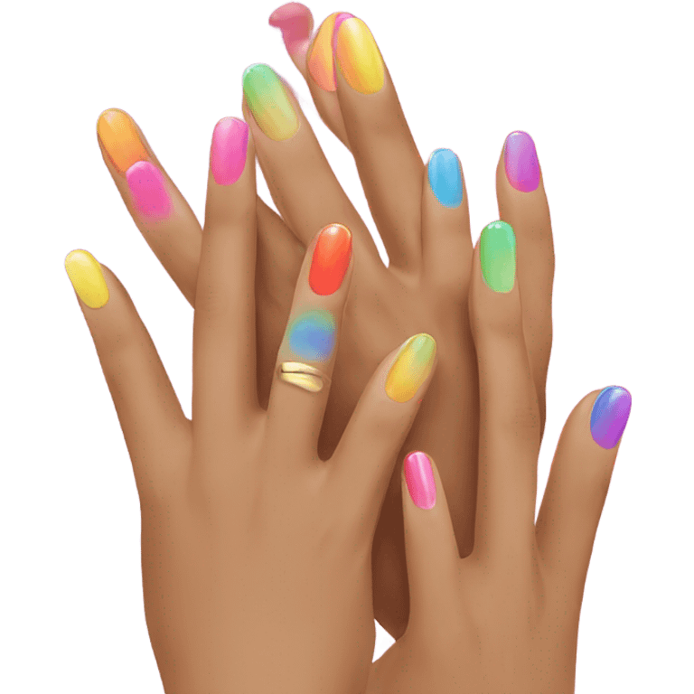 2 hands with rainbow nails emoji