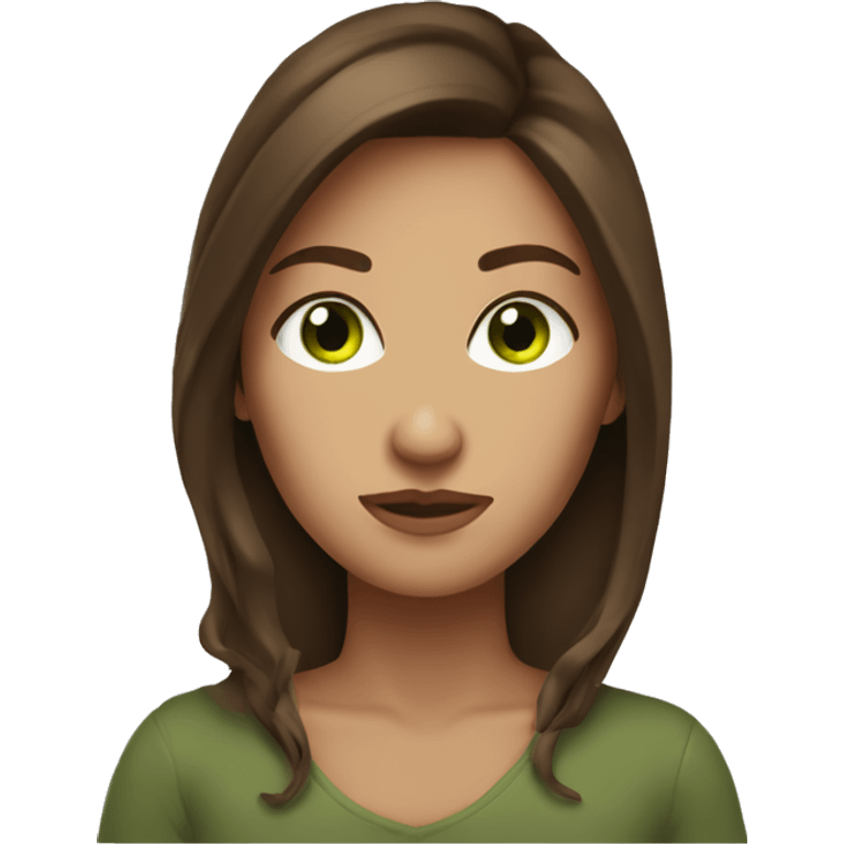 Green eye brown hair woman cozy emoji