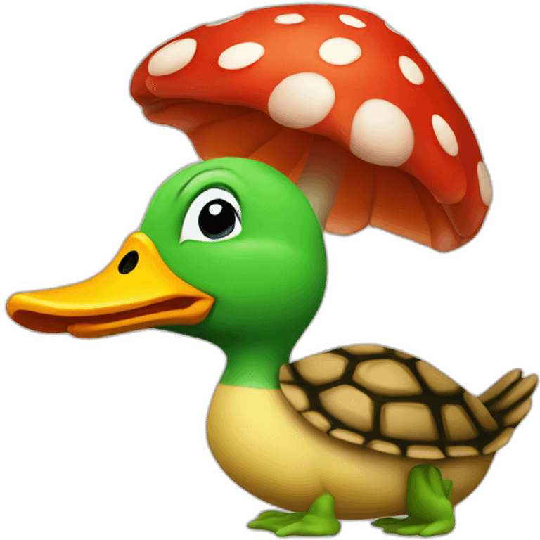 duck, turtle, red mushroom emoji