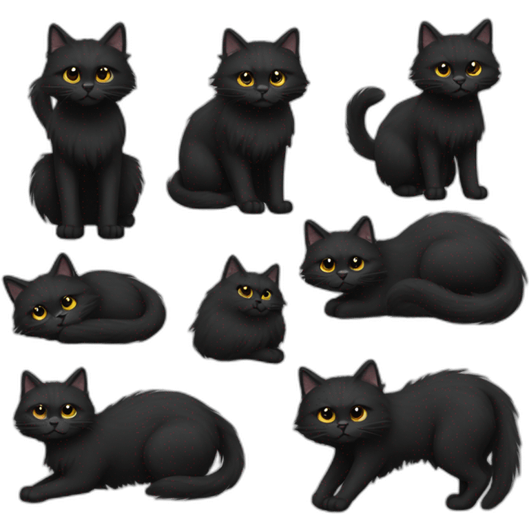 black super long fur cat emoji