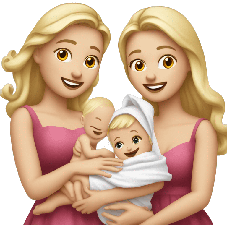 Une jolie mariée blonde avec son mari et son bébé  emoji