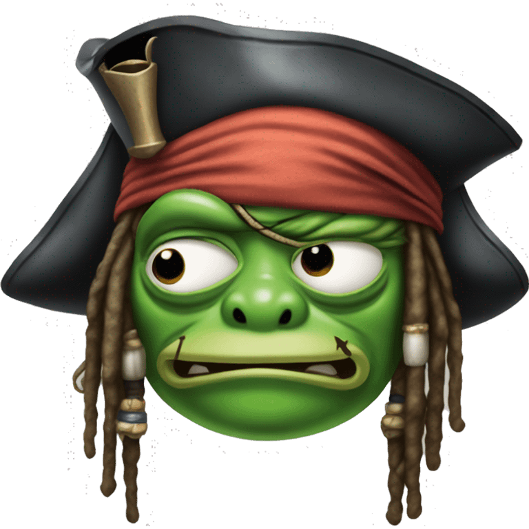 Pepe the frog, transformed into the iconic character Jack Sparrow from Pirates of the Caribbean emoji