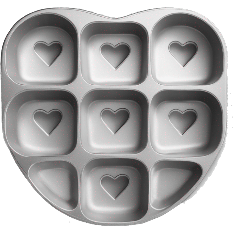 Realistic flat silver metallic heart shaped muffin pan emoji