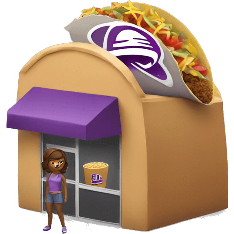 taco bell with girl standing outside emoji