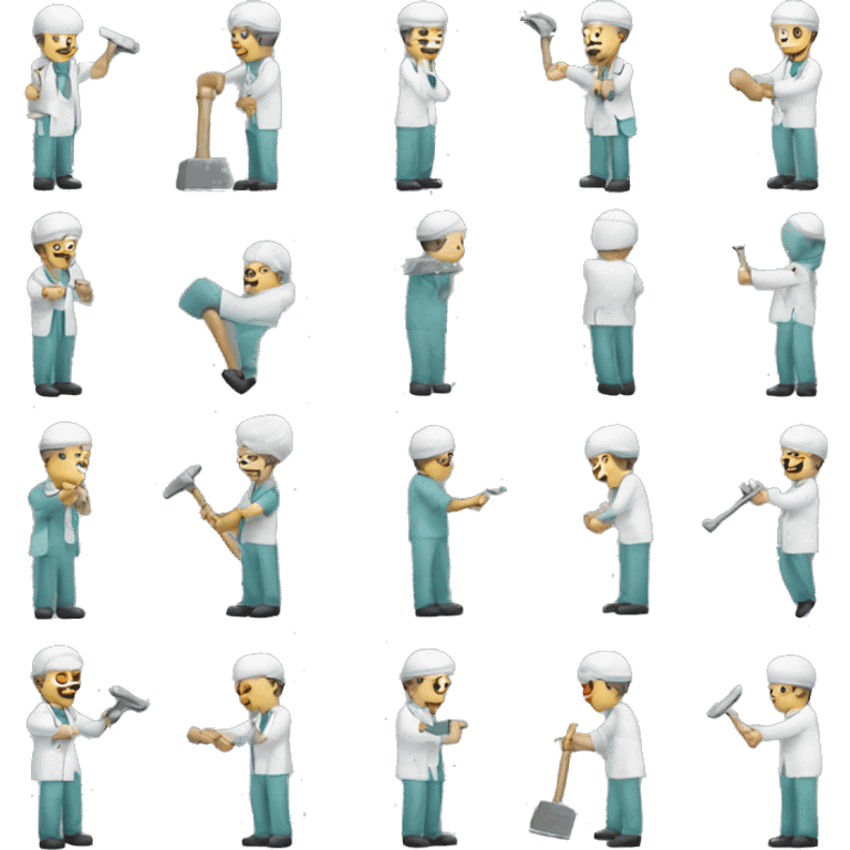 An orthopaedic surgeon operating on a bone with a hammer and chisel emoji