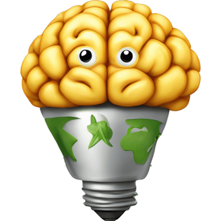  un cerebro, una bombilla y un símbolo de reciclaje,  emoji