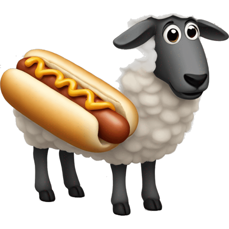 Sheep with a hotdog emoji