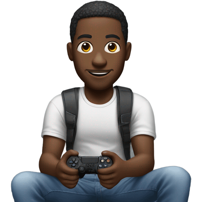 black man playing PlayStation game emoji